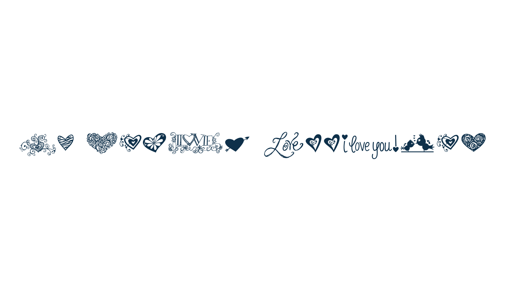 KG Heart Doodles, fancy decorative font preview