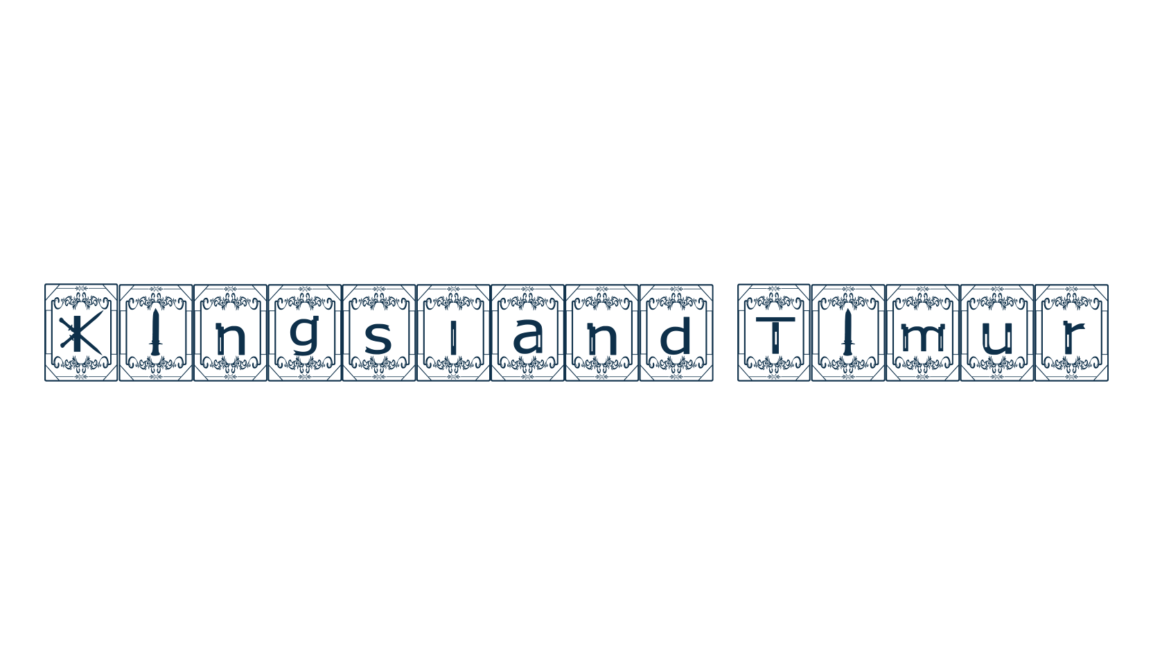 Kingsland Timur, fancy initials decorative font preview