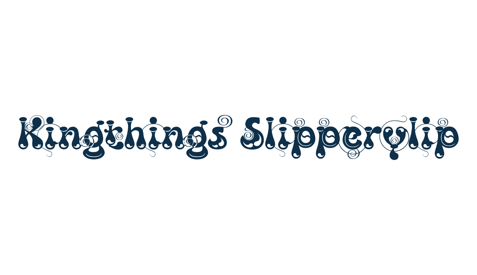 Kingthings Slipperylip, fancy groovy decorative font preview