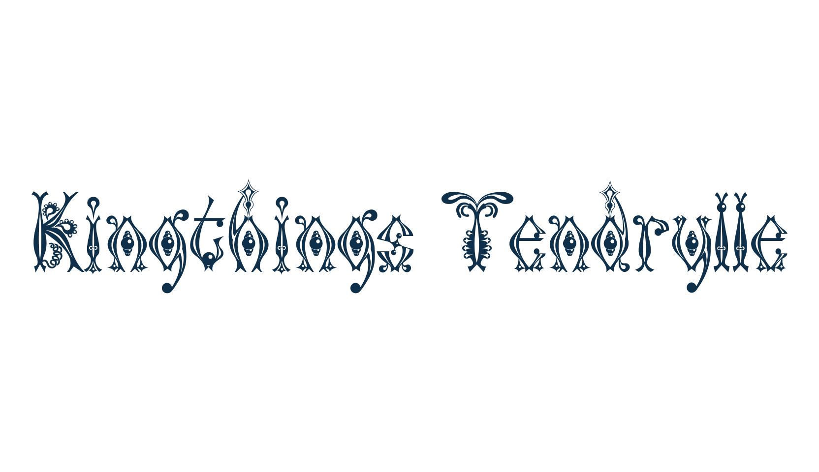Kingthings Tendrylle, fancy decorative font preview