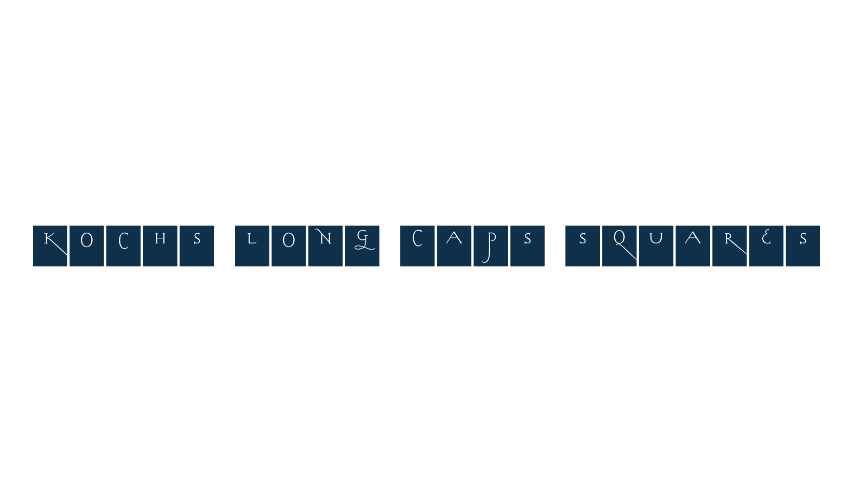 Kochs Long Caps Squares, fancy decorative font preview