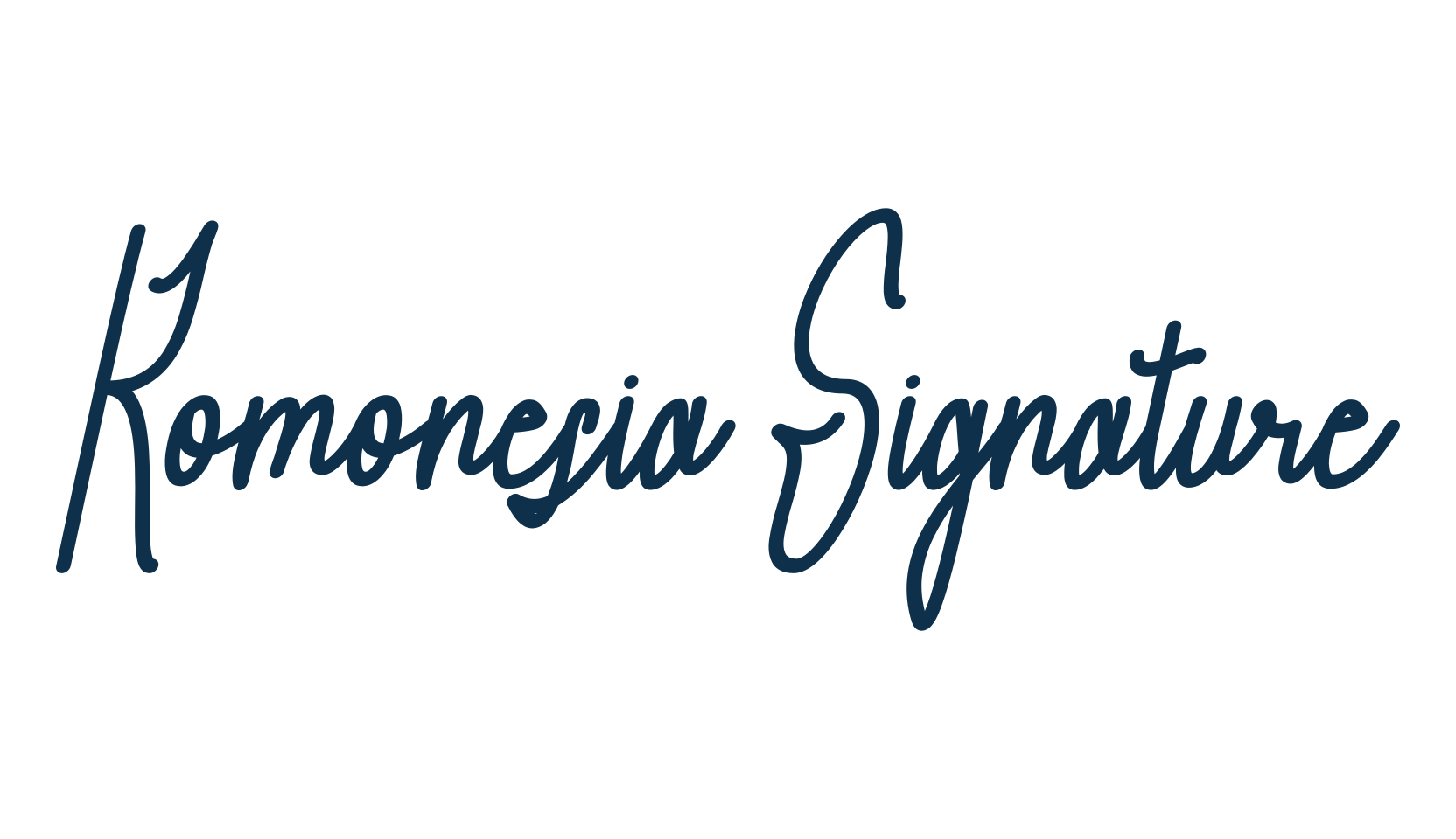 Komonesia Signature, script handwritten fancy decorative calligraphy font preview