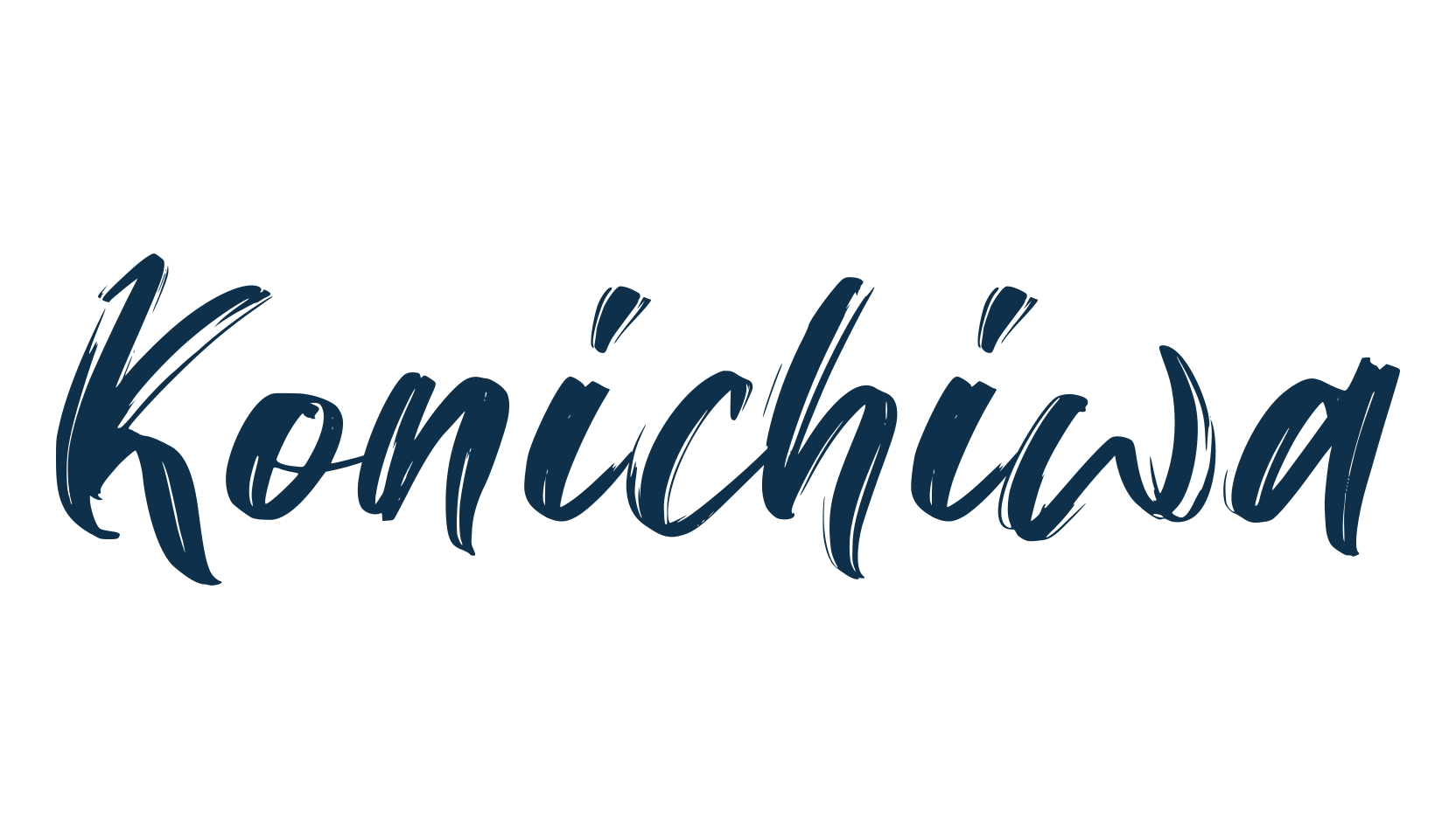 Konichiwa, script brush fancy decorative calligraphy font preview