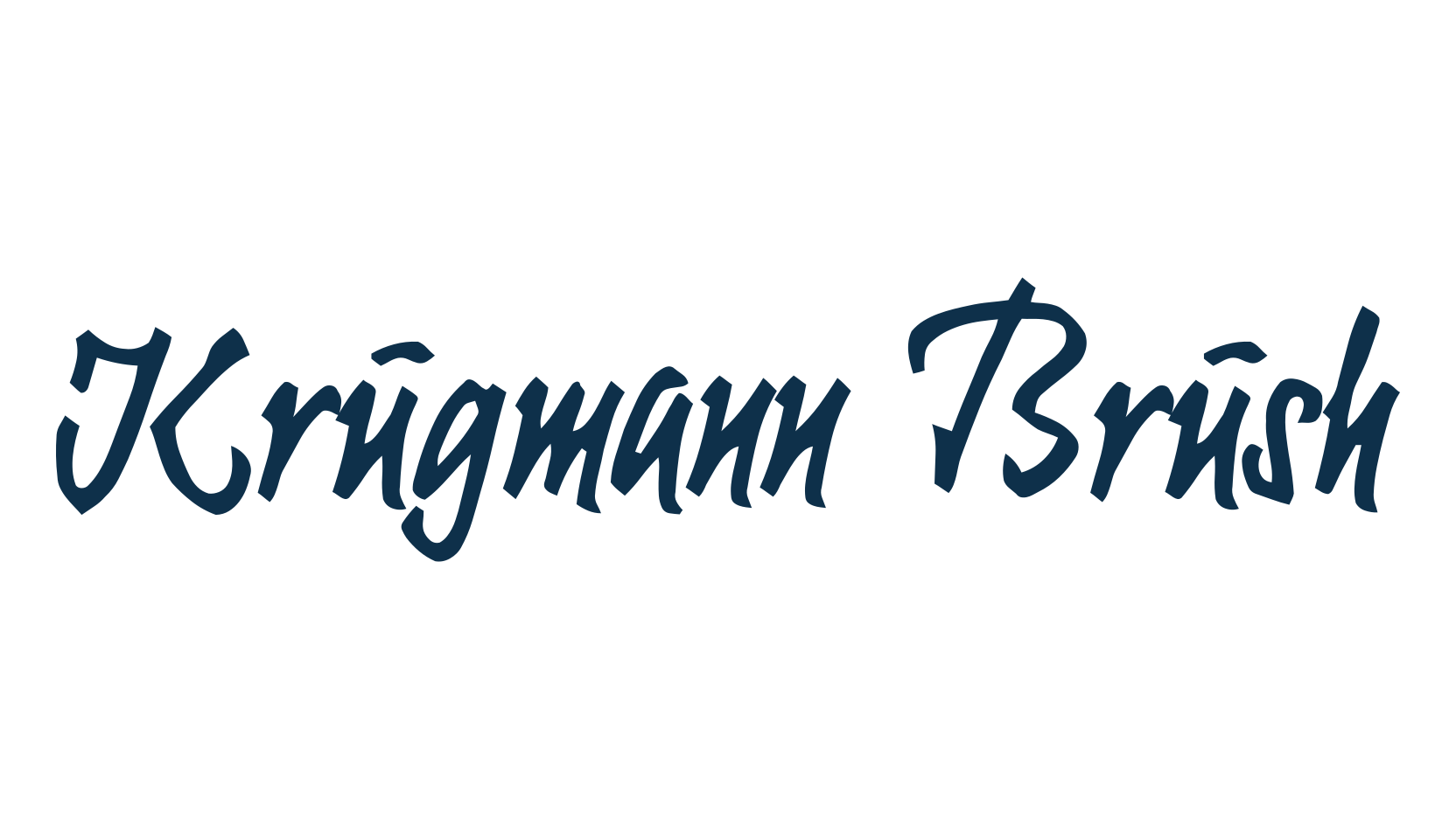 Krugmann Brush, script brush fancy decorative calligraphy font preview