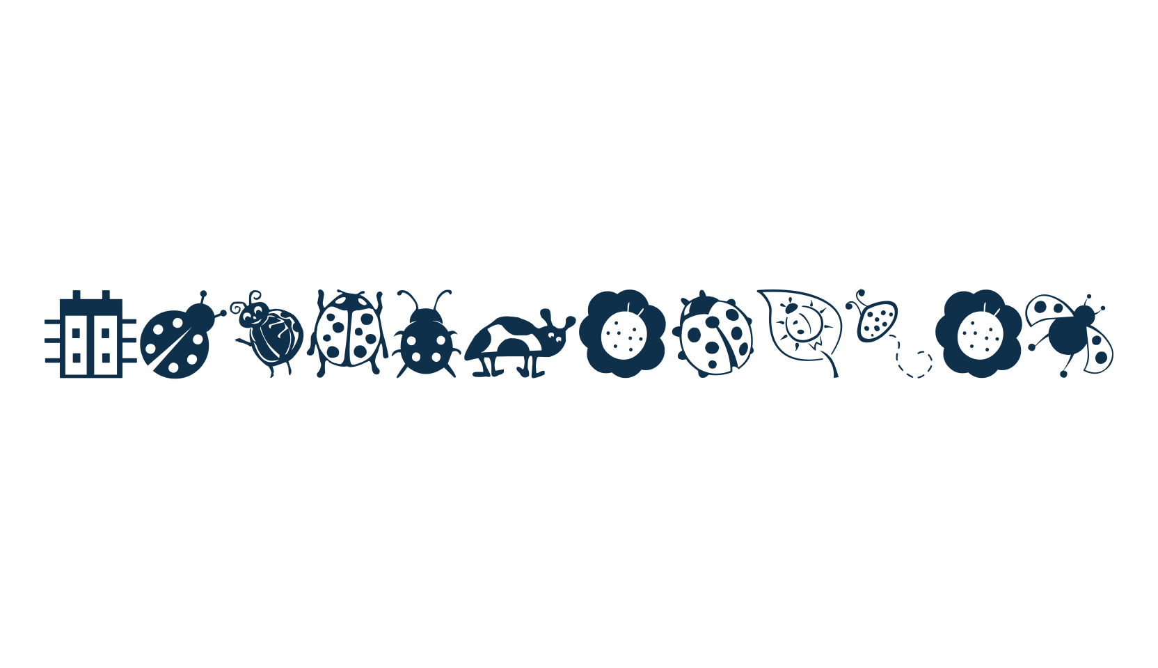 Ladybug Dings, fancy decorative font preview
