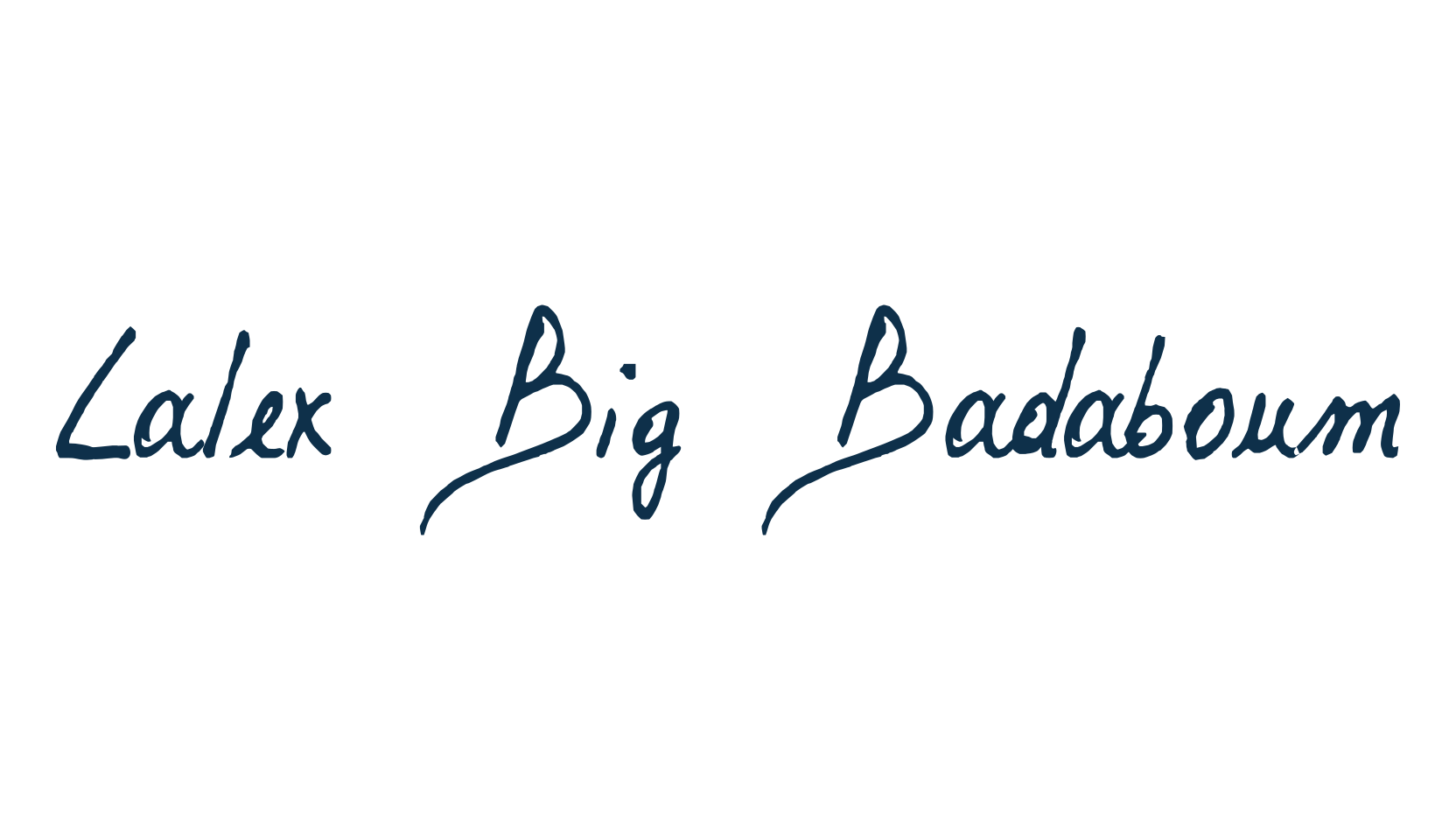 Lalex Big Badaboum, handwriting font preview