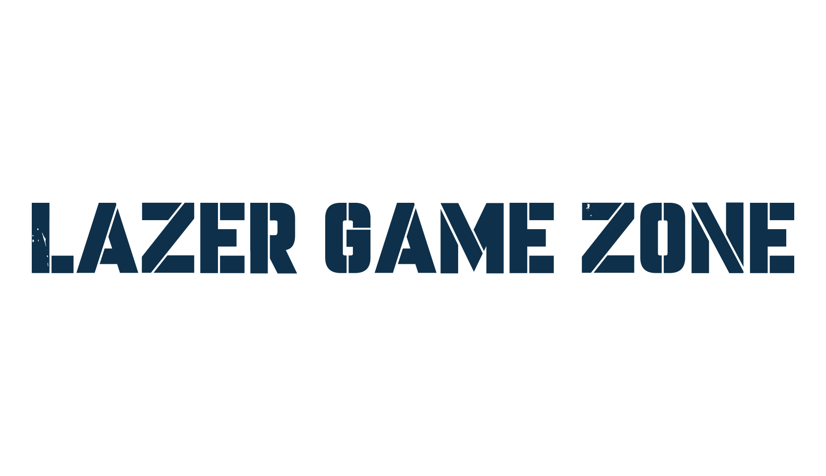 Lazer Game Zone, fancy stencil, army decorative font preview