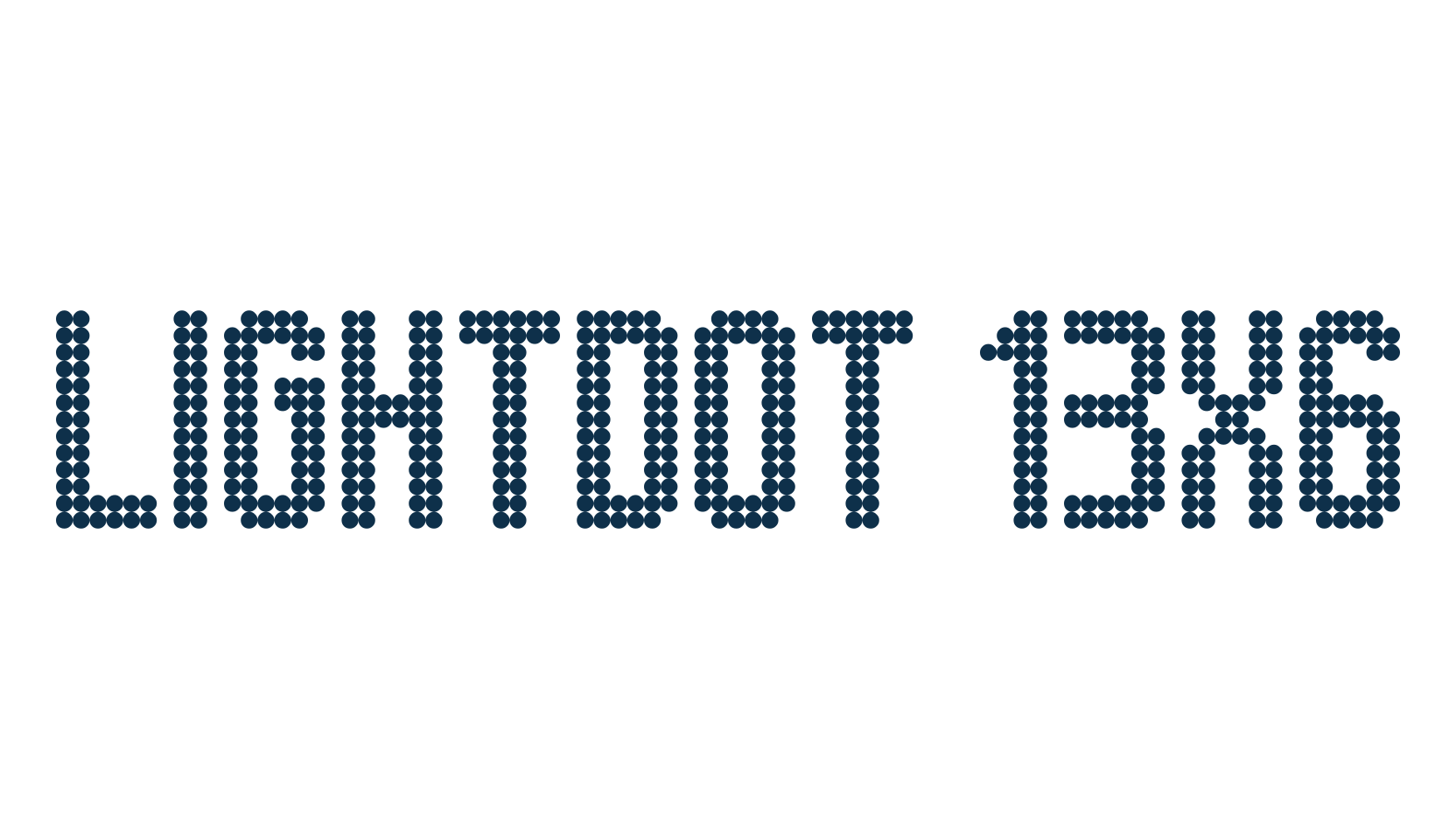 Lightdot 13x6, techno lcd sci-fi font preview
