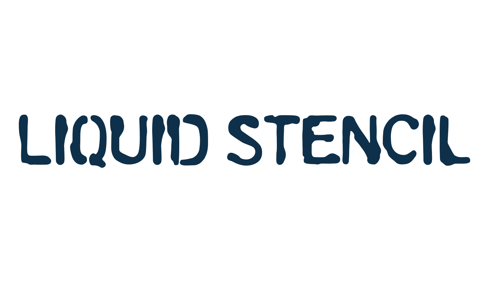 Liquid Stencil, fancy stencil, army decorative font preview