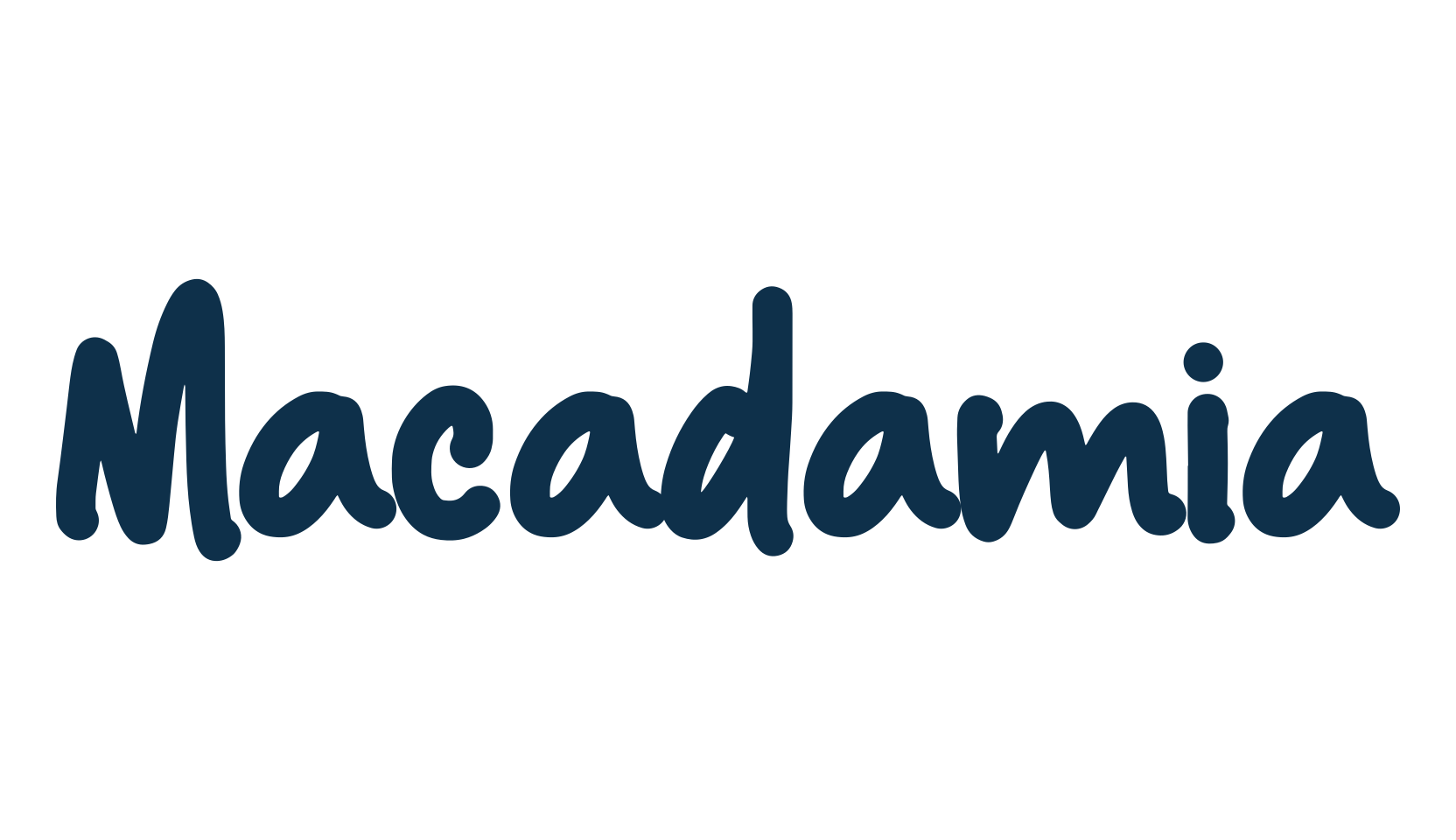 Macadamia, handwriting font preview