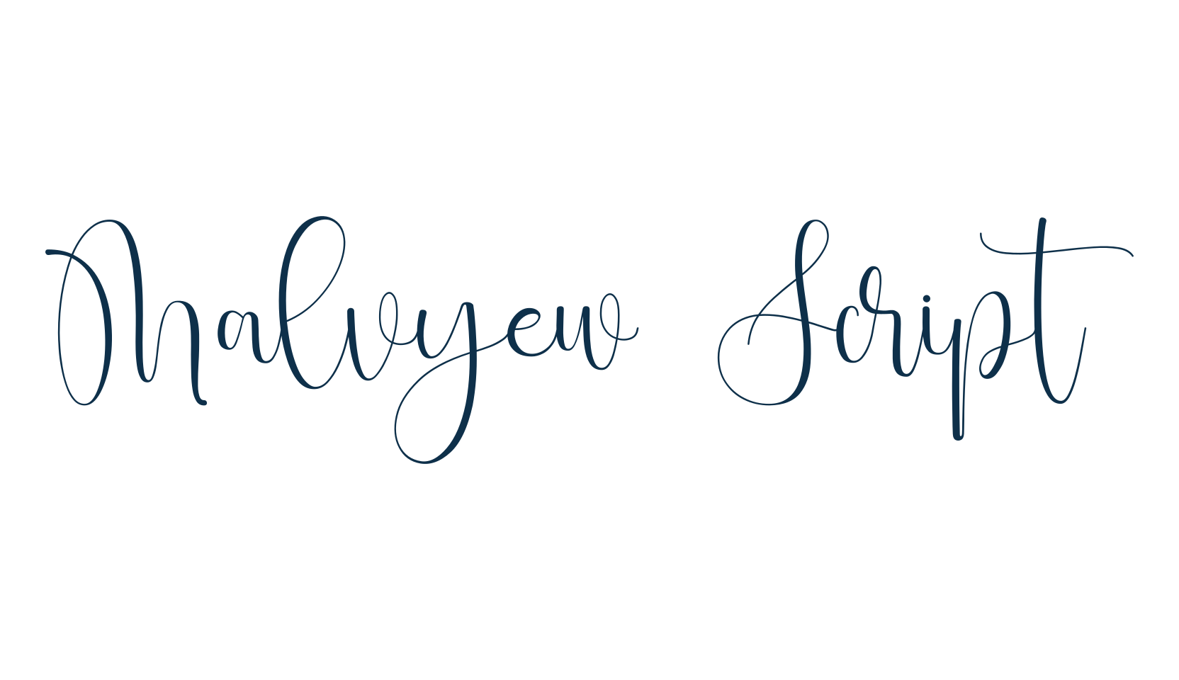 Malvyew Script, calligraphy font preview