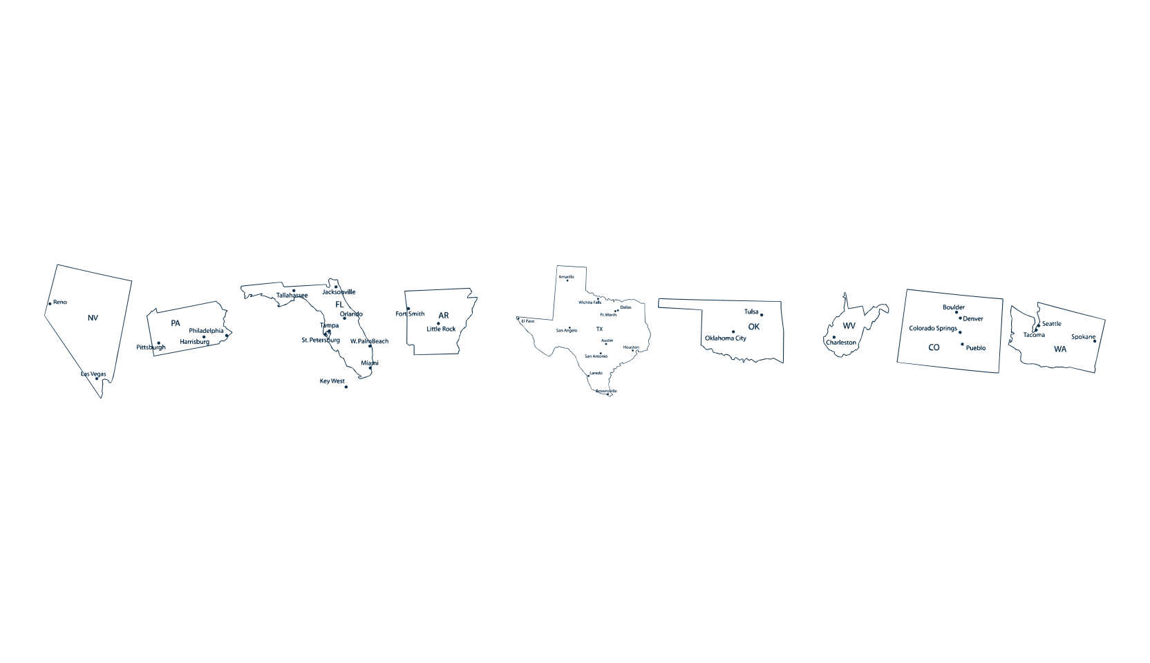 Maps of USA, fancy decorative font preview