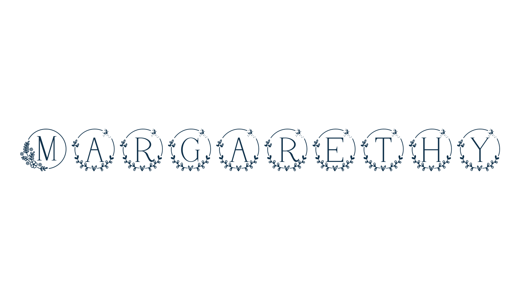 Margarethy, initials font preview