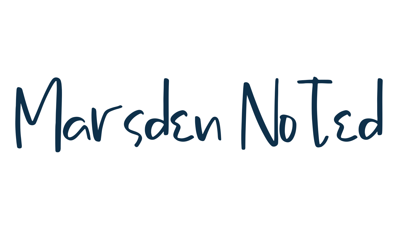 Marsden Noted, script handwritten fancy decorative calligraphy font preview
