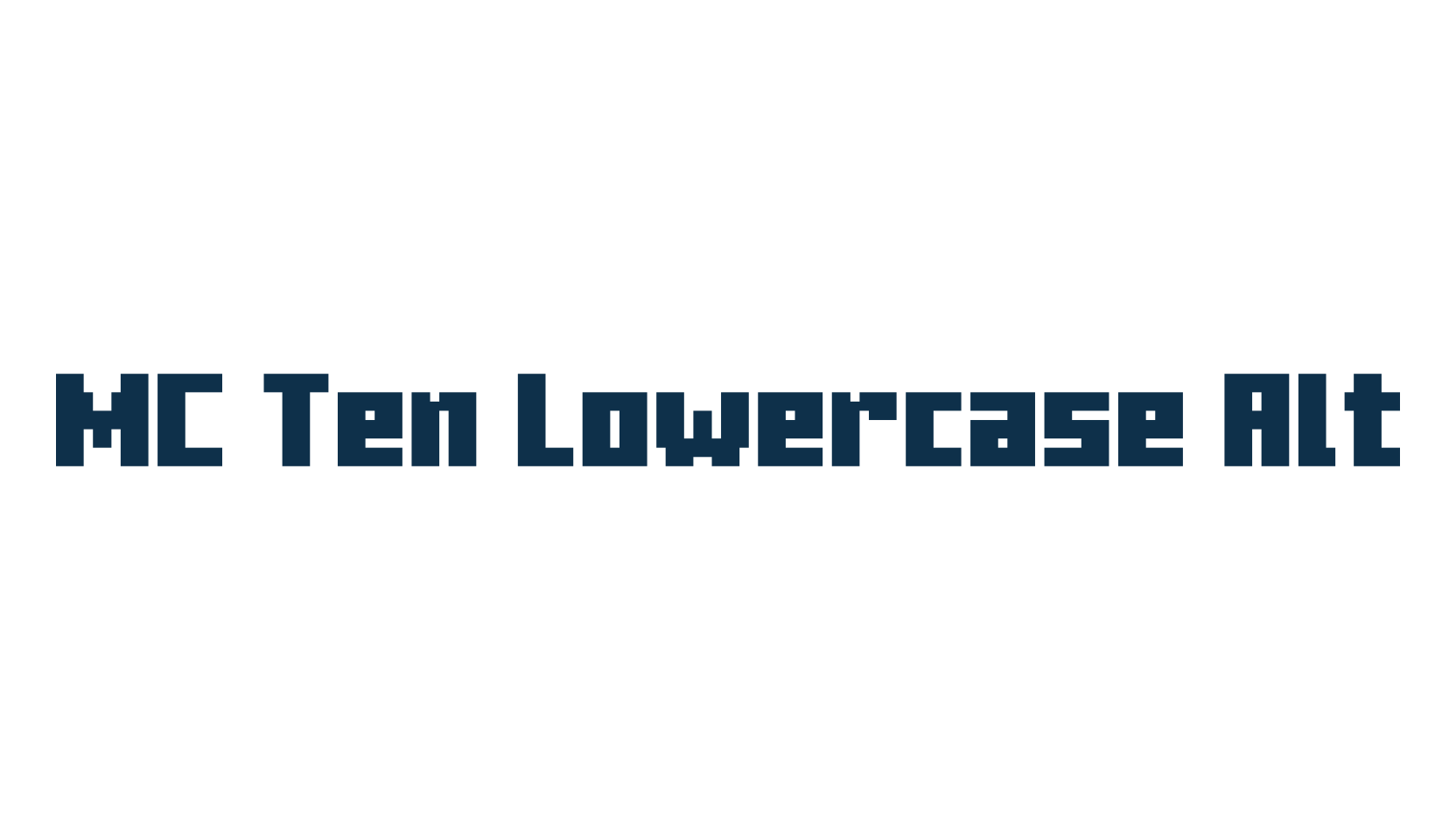 MC Ten Lowercase Alt, techno square sci-fi font preview
