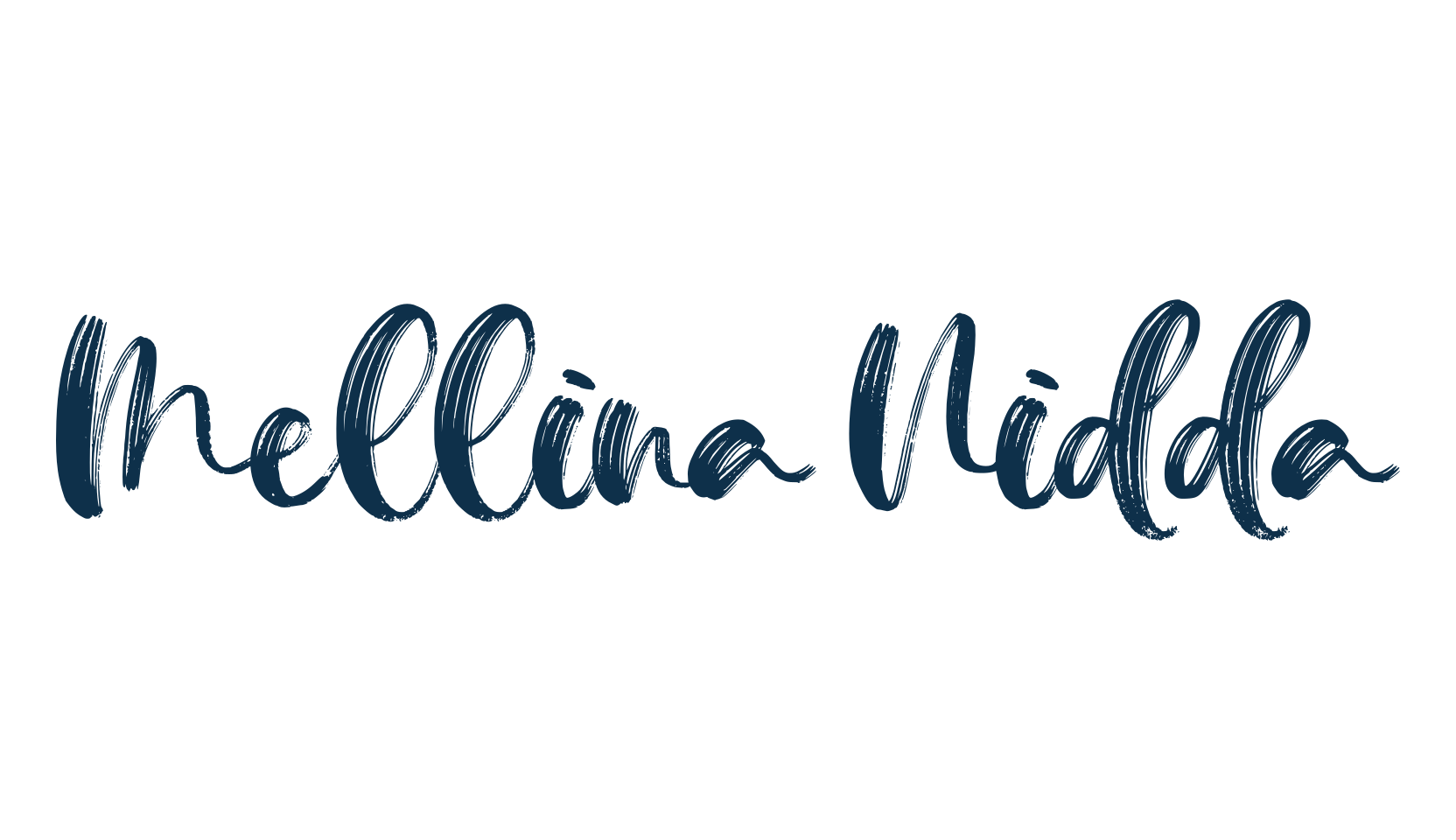 Mellina Nidda, script brush fancy decorative calligraphy font preview