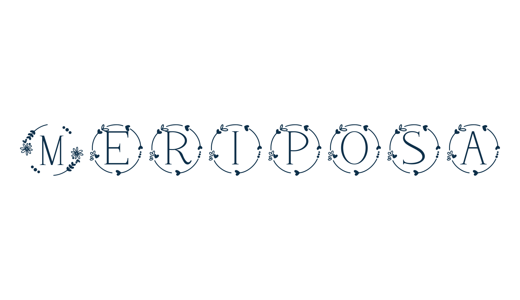 Meriposa, fancy initials decorative font preview