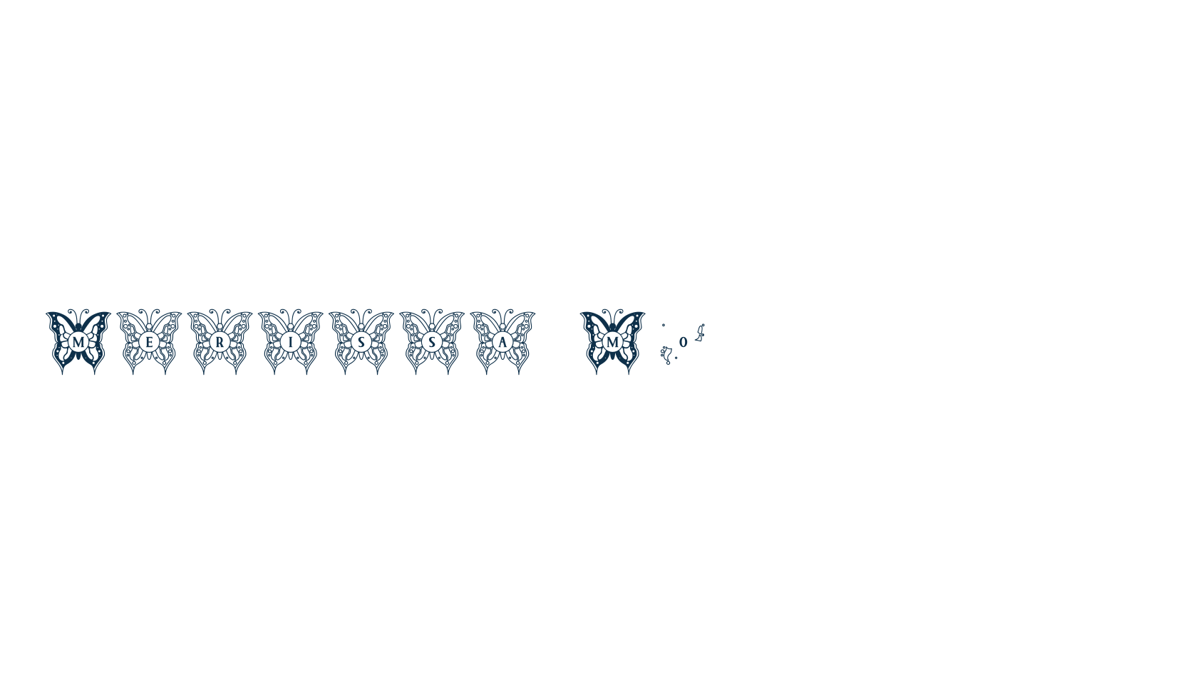 Merissa Monogram, fancy initials decorative font preview