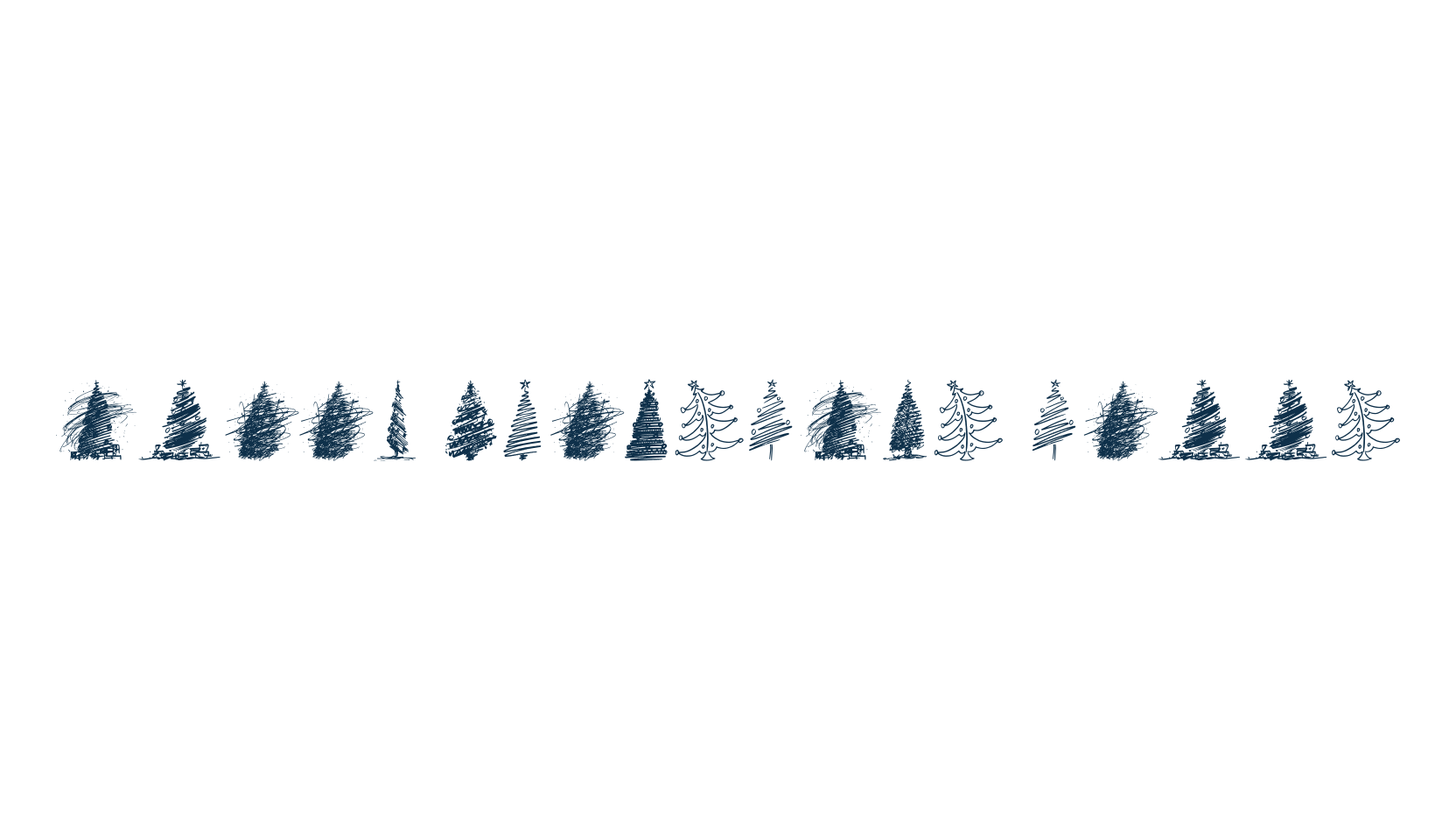 Merry Christmas Trees, fancy decorative font preview