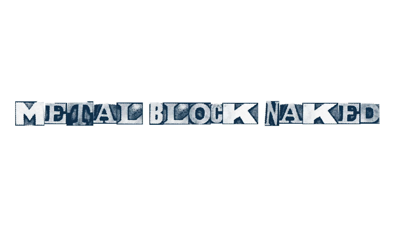 Metal Block Naked, fancy distorted decorative font preview