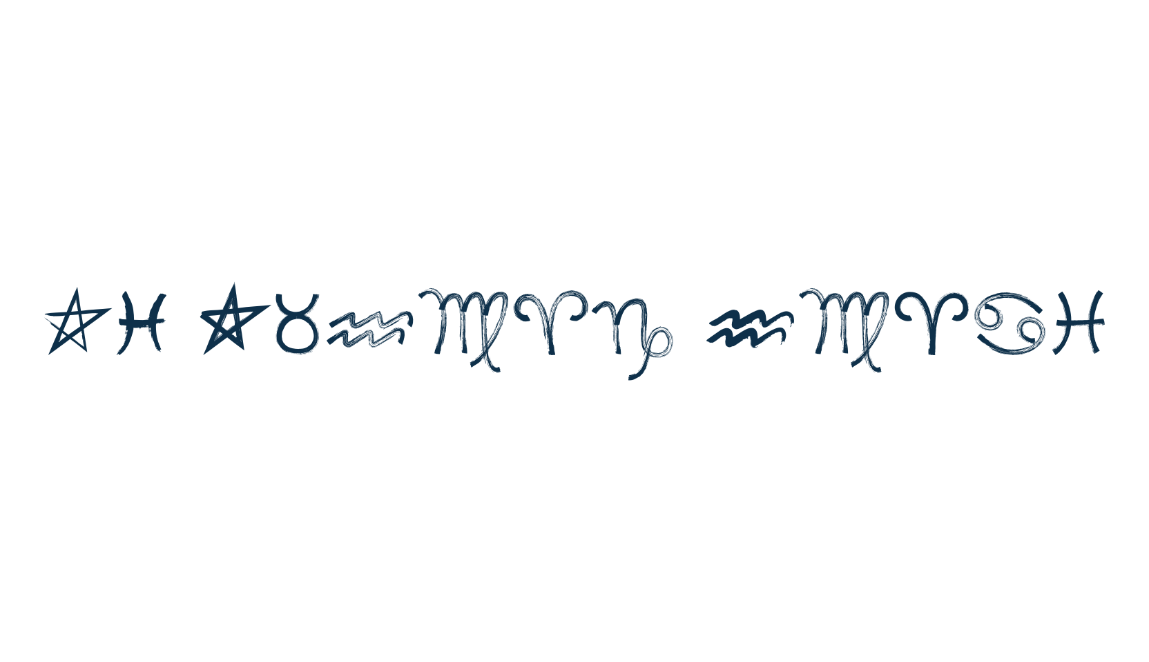 MF Zodiac Dings, fancy decorative font preview