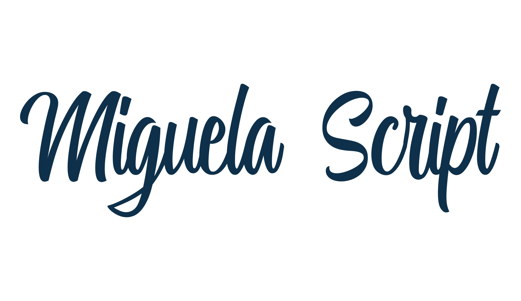 Miguela Script, fancy various decorative script calligraphy font preview