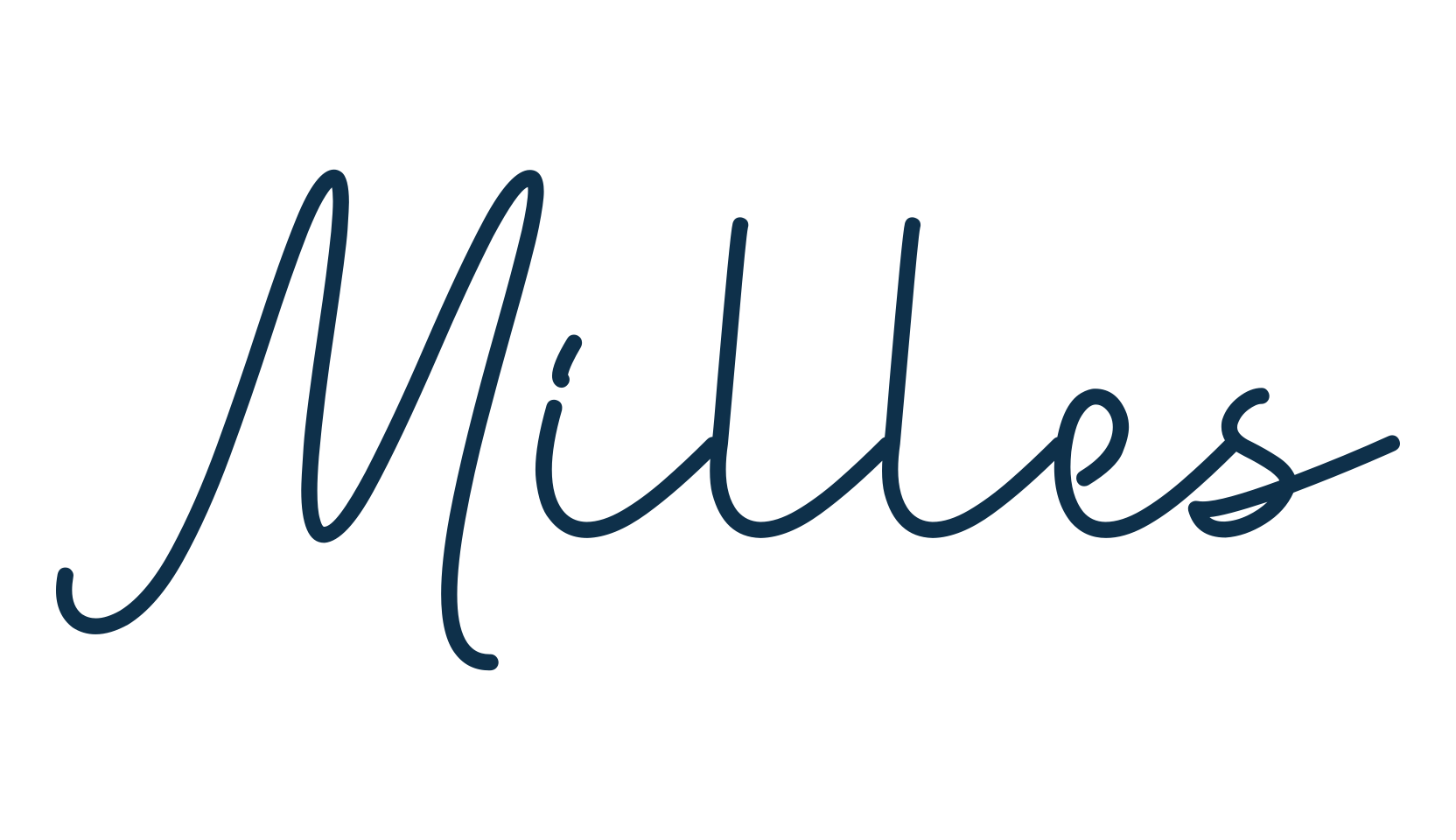 Milles, script handwritten fancy decorative calligraphy font preview