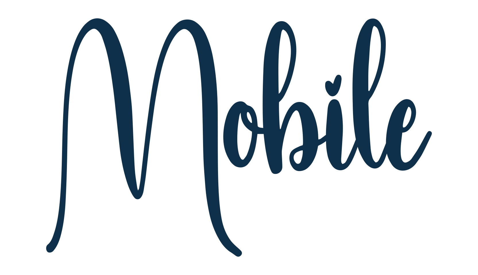Mobile, script handwritten fancy decorative calligraphy font preview