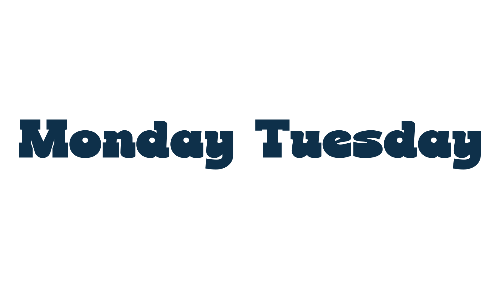 Monday Tuesday, fancy groovy decorative font preview