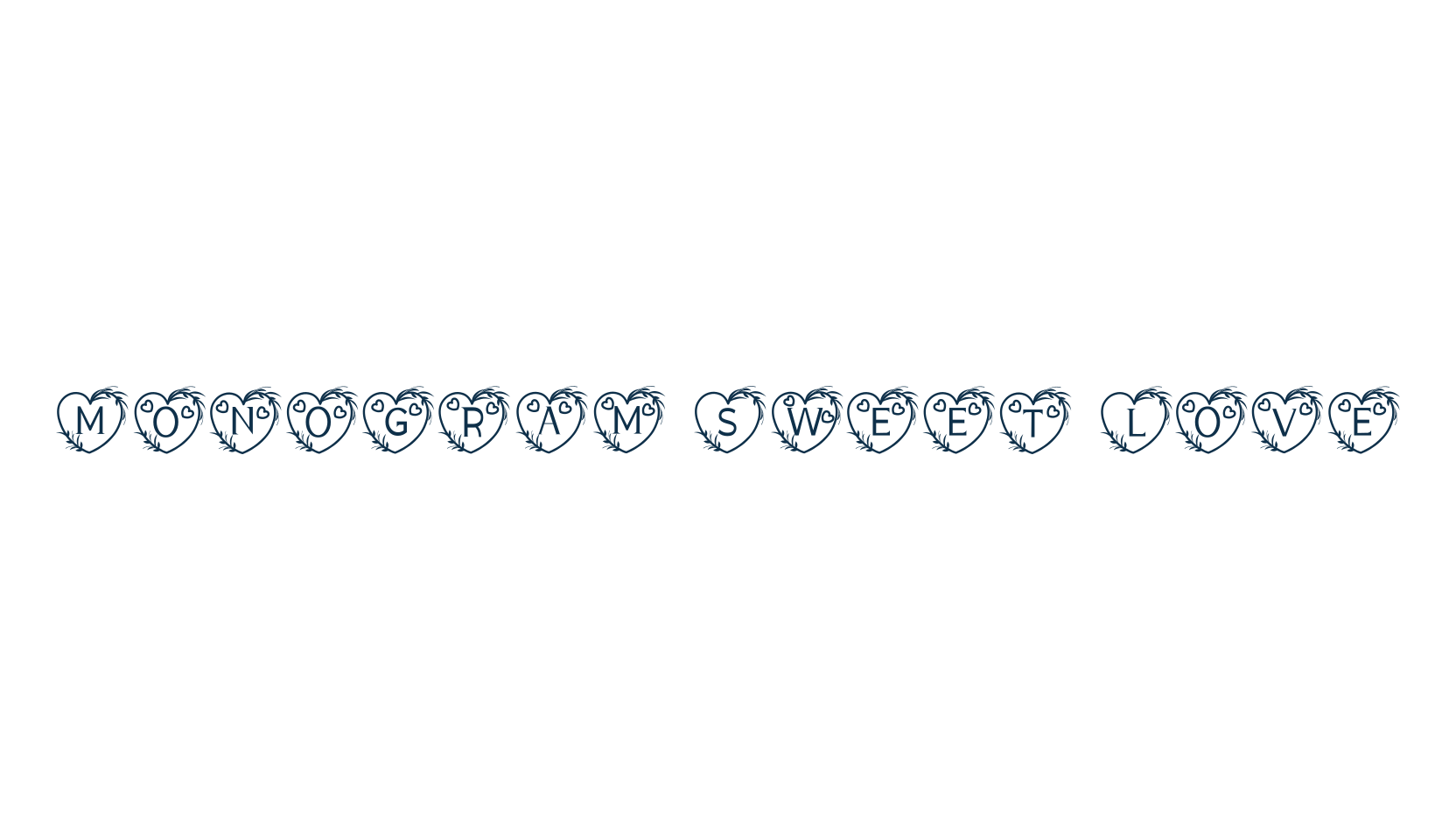 Monogram Sweet Love, fancy initials decorative font preview