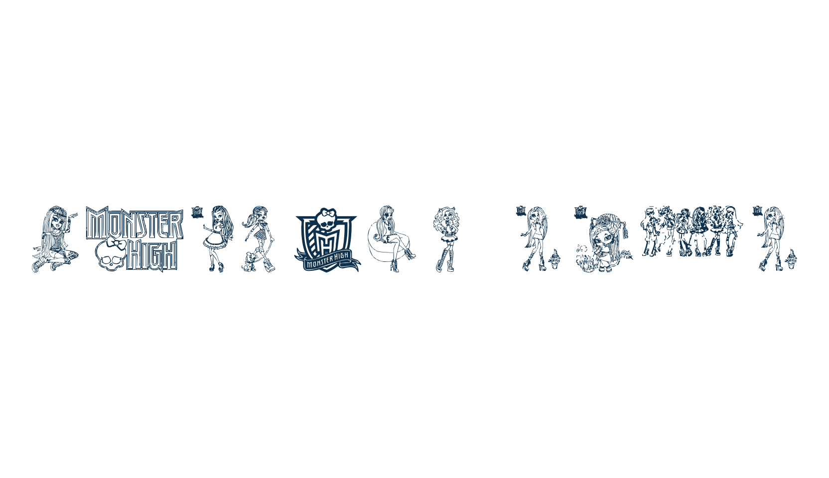 Monster High, fancy decorative font preview