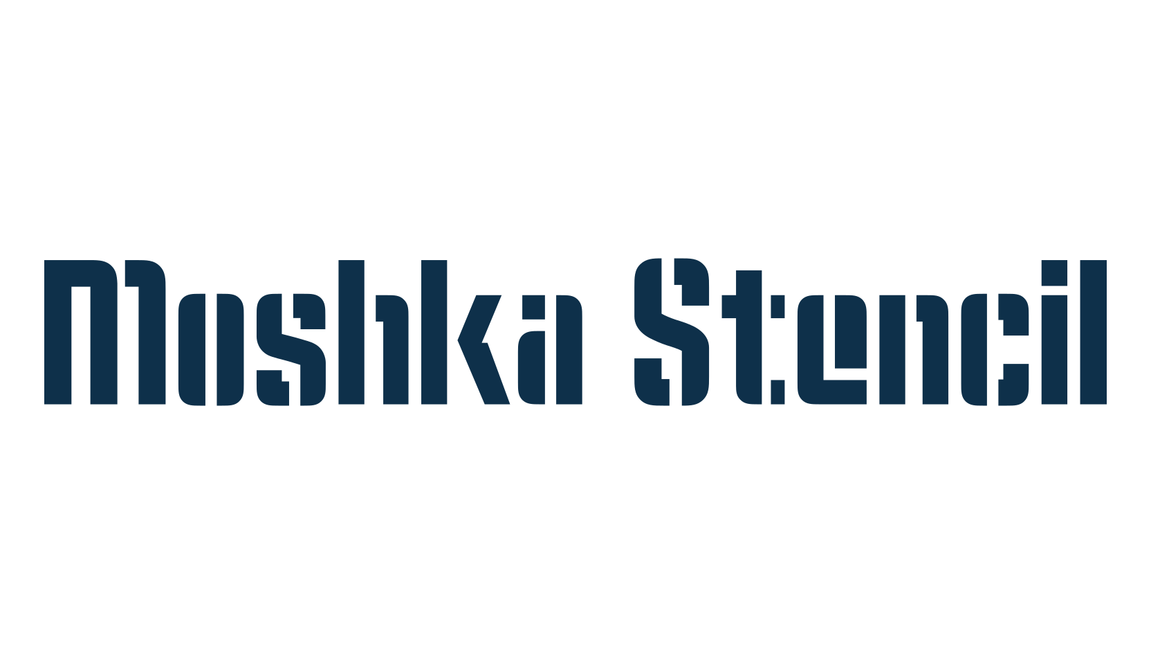 Moshka Stencil, fancy stencil, army decorative font preview