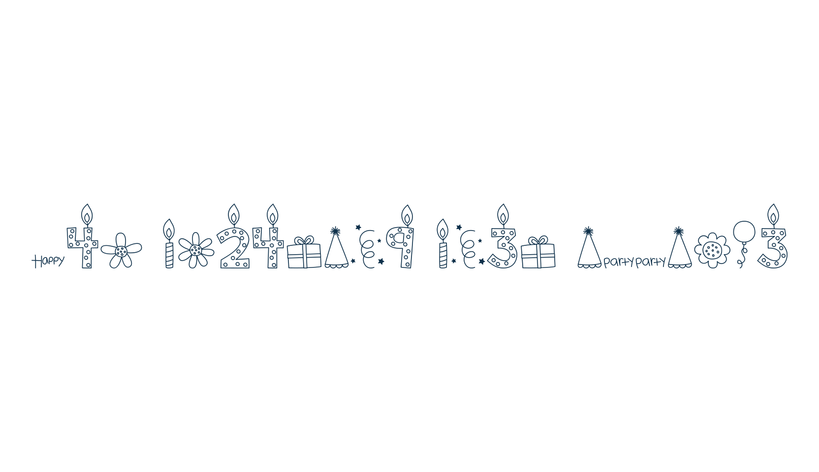 MTF Birthday Bash Doodles, display market font preview