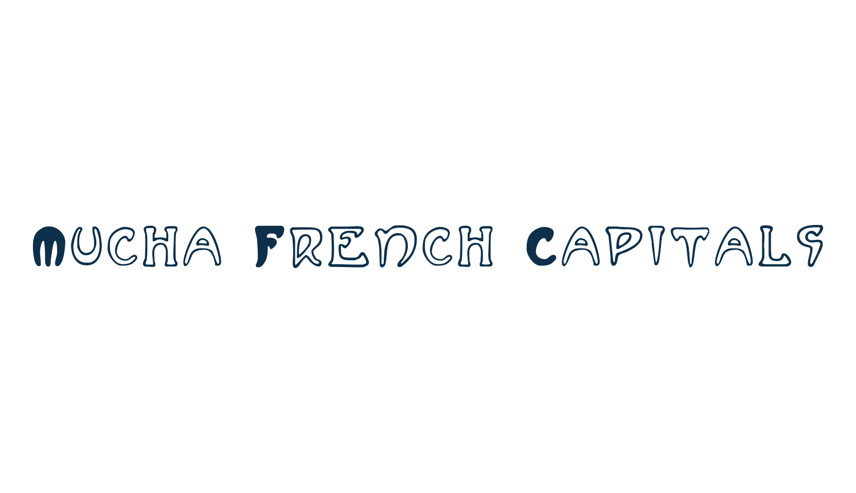 Mucha French Capitals, fancy retro decorative font preview