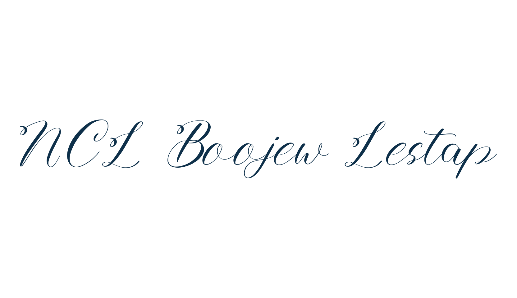 NCL Boojew Lestap, script calligraphy fancy decorative font preview
