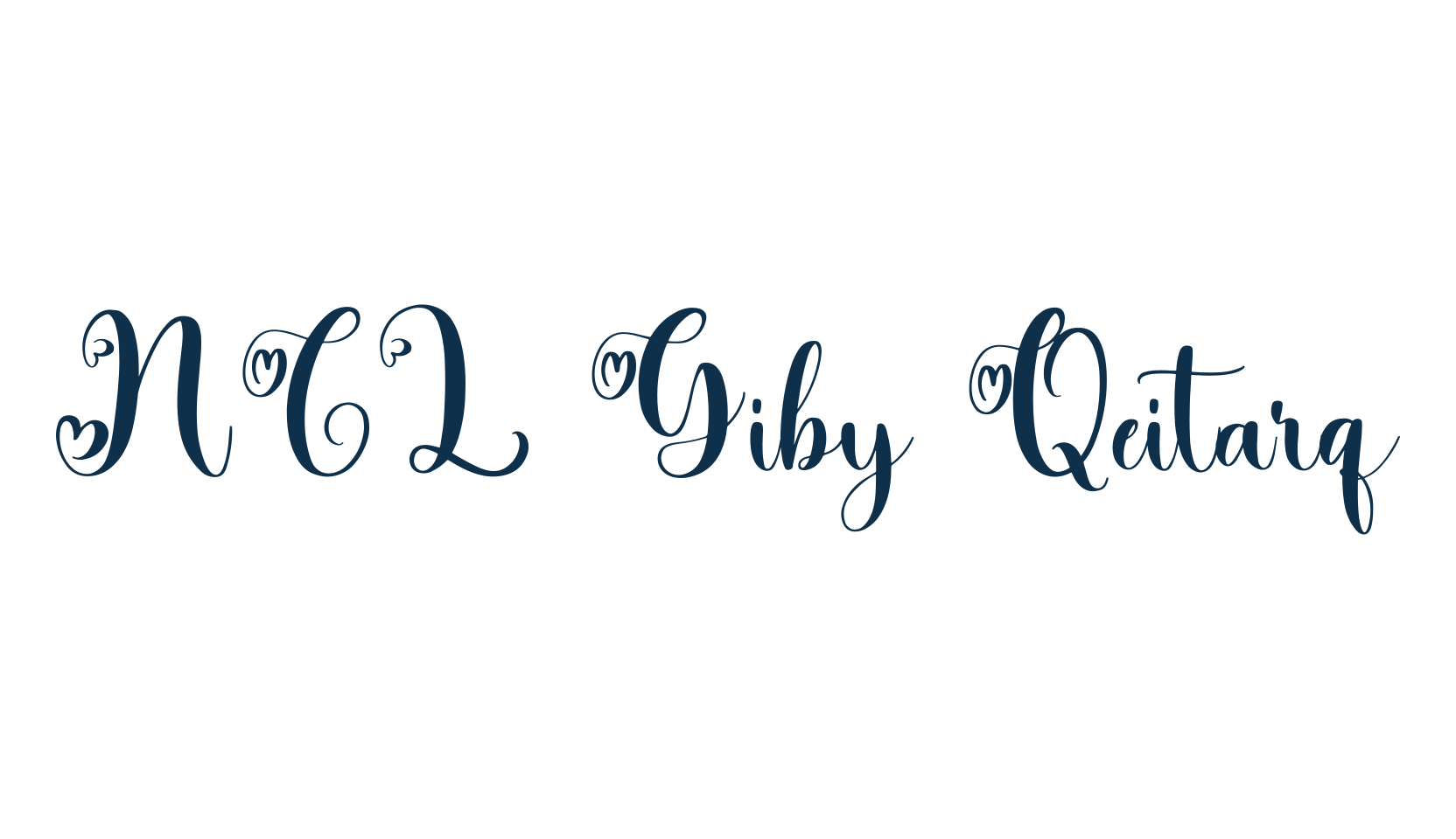 NCL Giby Qeitarq, script calligraphy fancy decorative font preview
