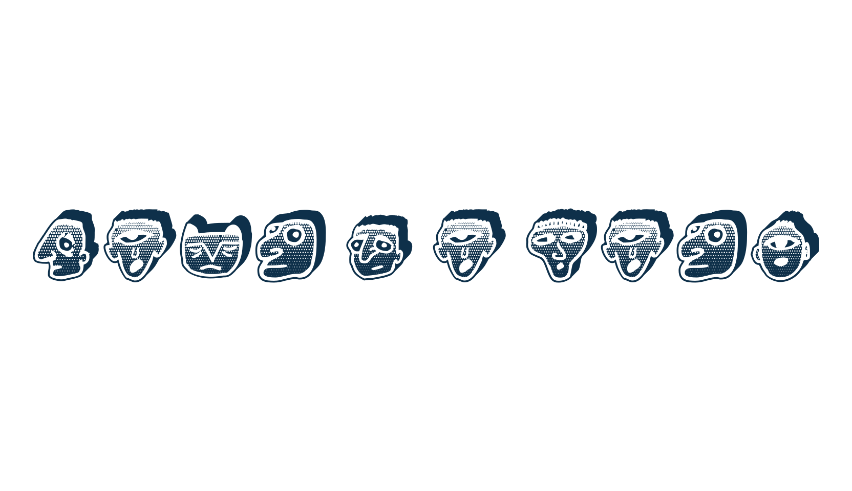 Negative Heads, fancy decorative font preview