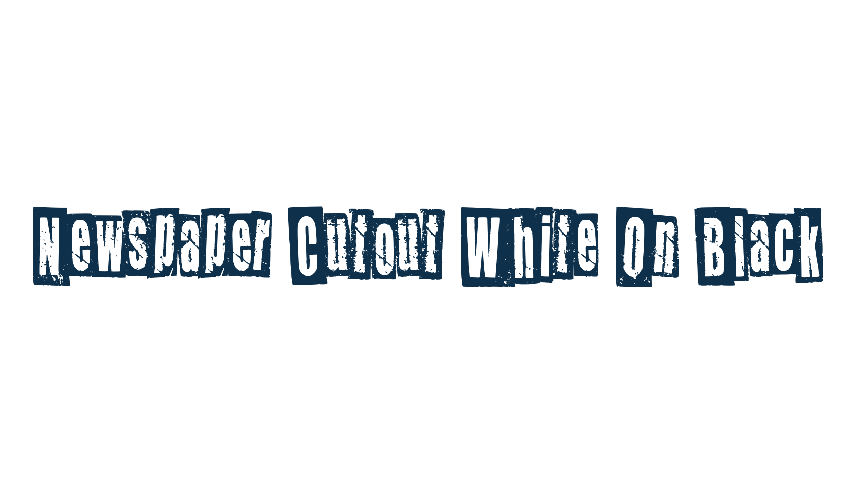 Newspaper Cutout White On Black, fancy distorted decorative font preview