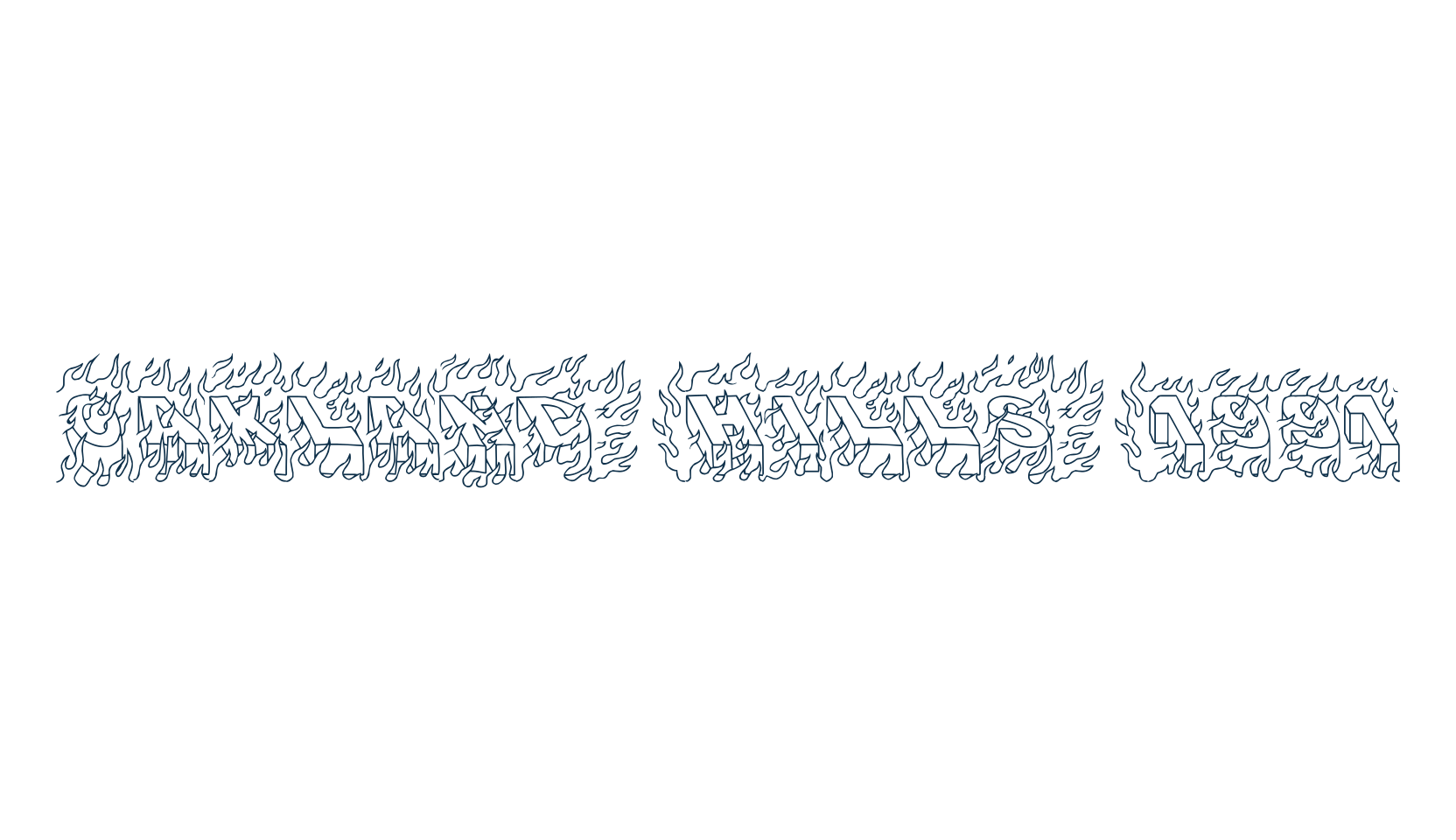 Oakland Hills 1991, fancy fire, ice decorative font preview