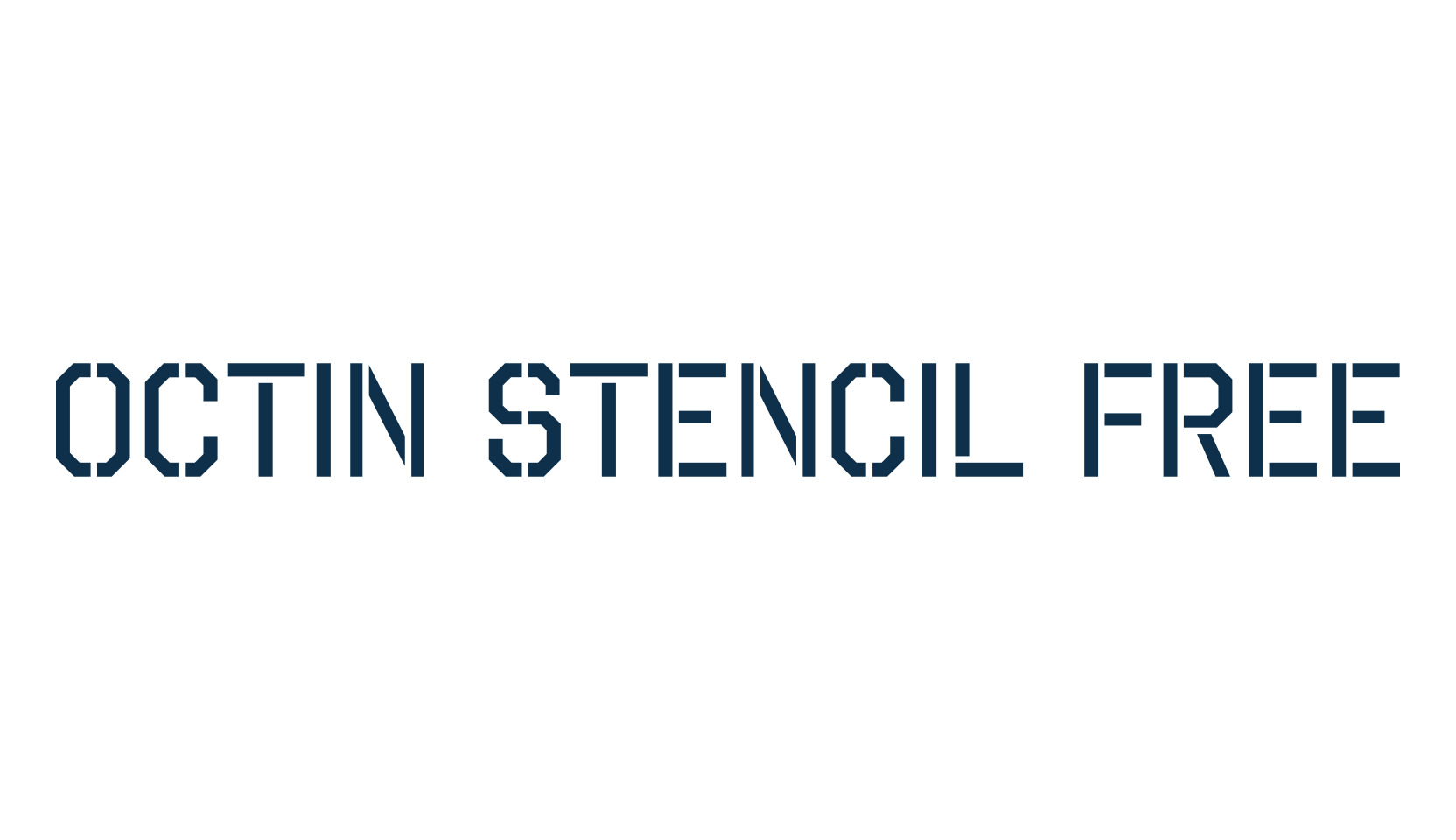 Octin Stencil Free, fancy stencil, army decorative font preview