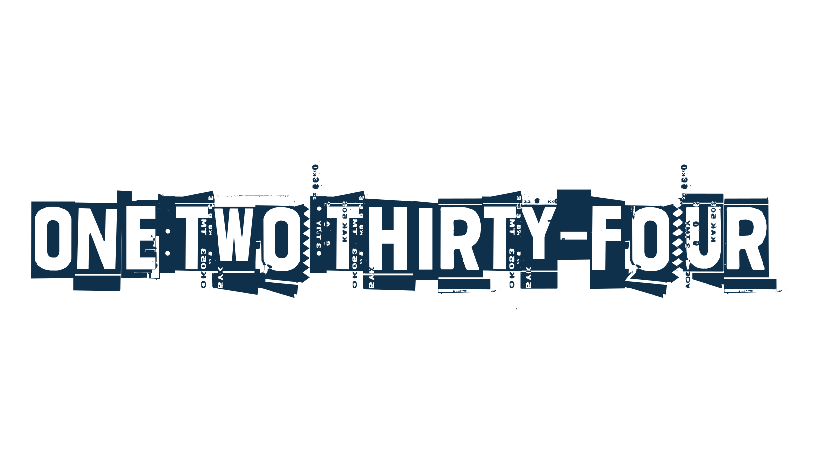 One two thirty-four, fancy destroy decorative font preview
