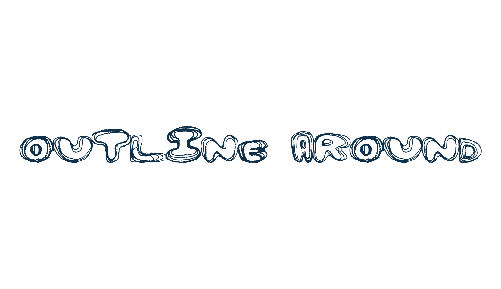 Outline Around, fancy cartoon decorative font preview