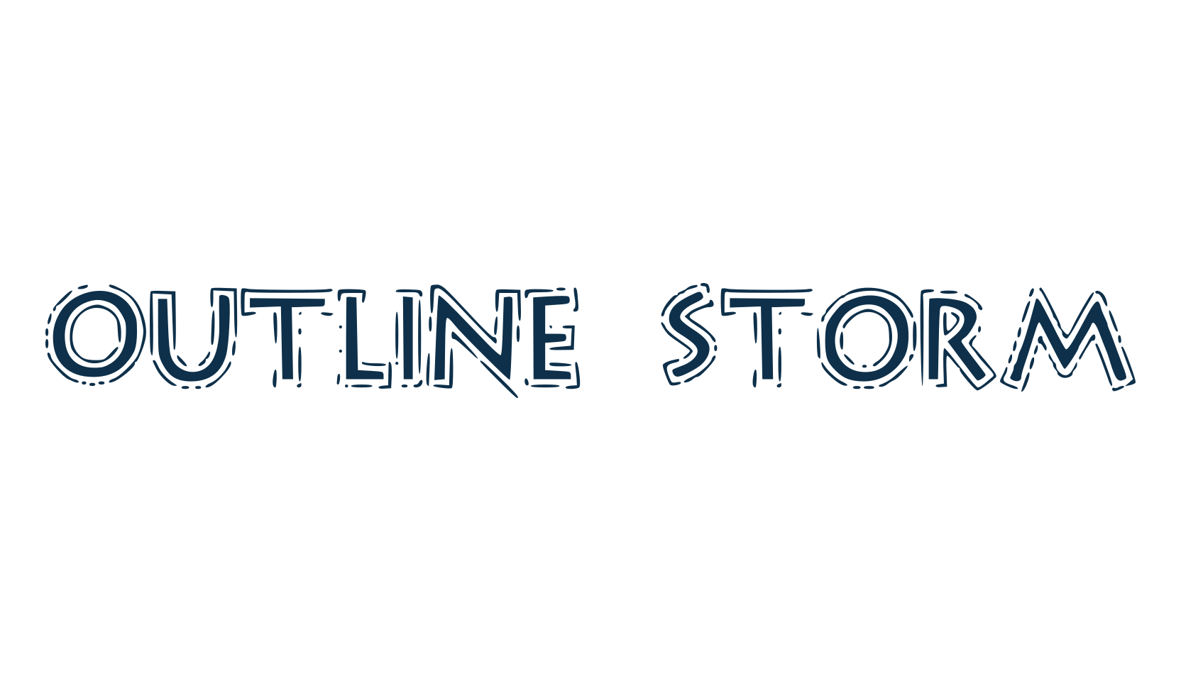 Outline Storm, fancy various decorative font preview