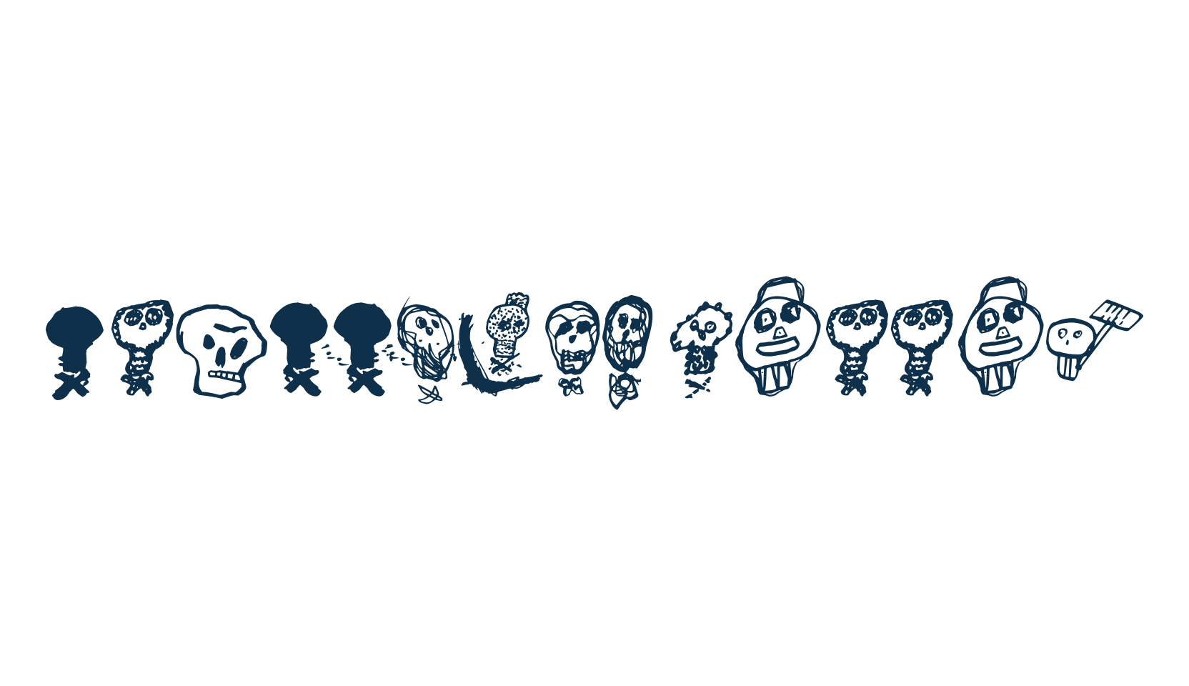 Pääkallojen hyökkäys, fancy decorative font preview