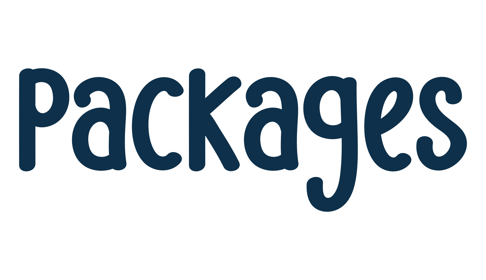Packages, fancy decorative font preview