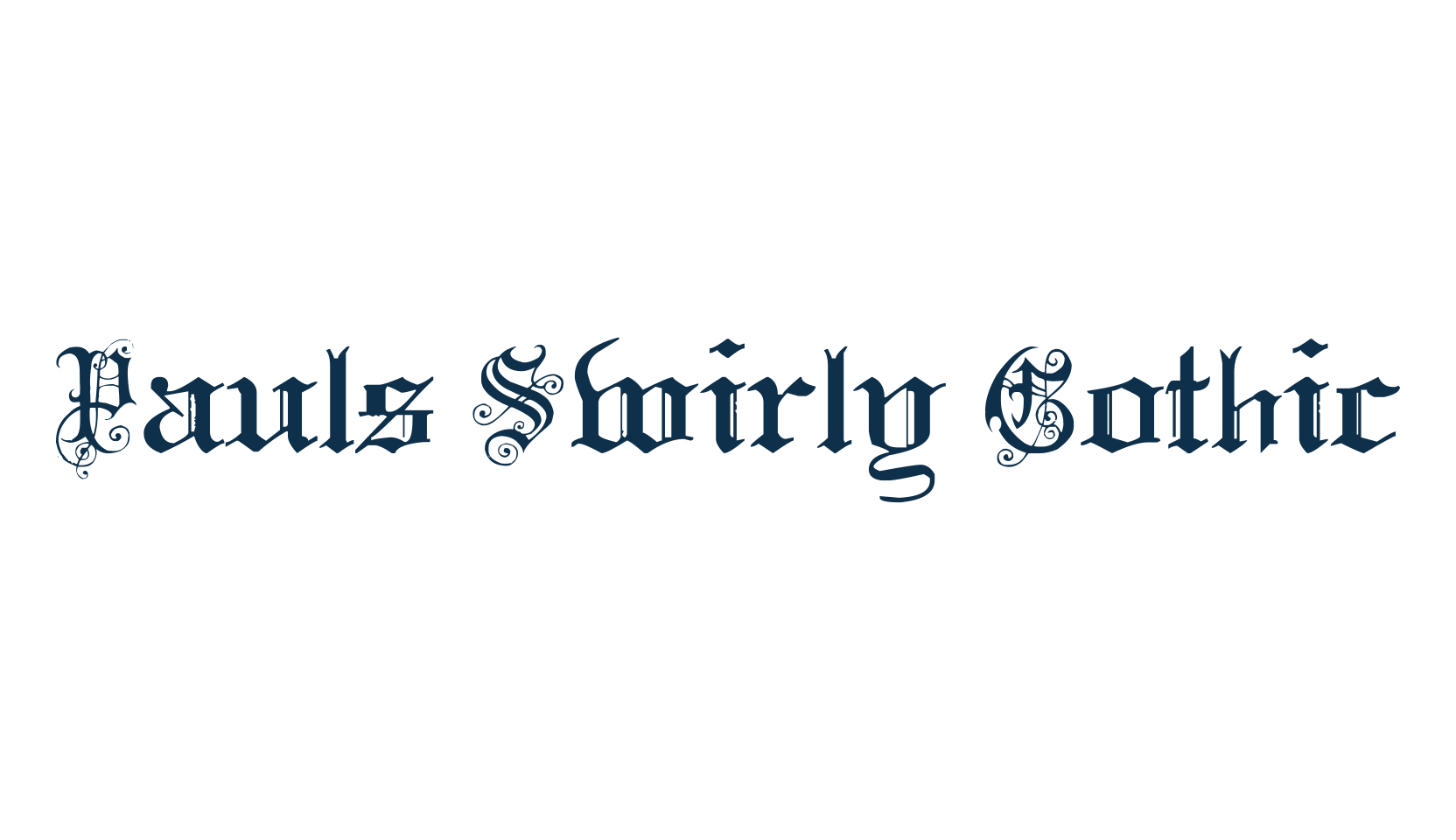 Pauls Swirly Gothic, medieval font preview