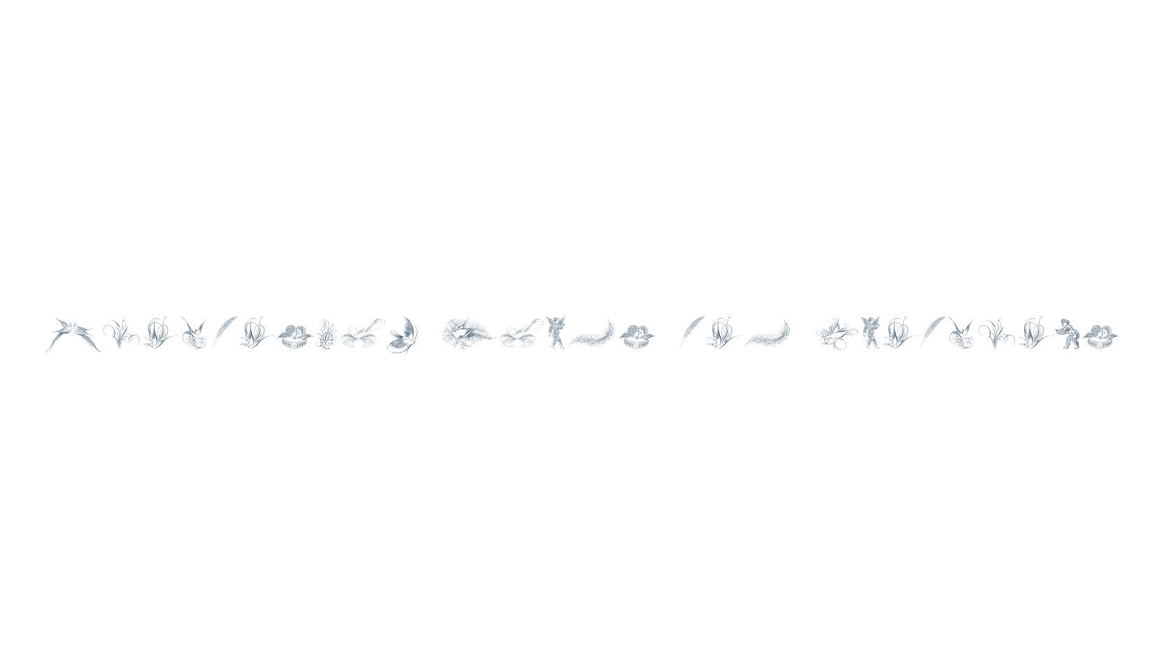 Penmanship Birds and Ornaments, display market font preview