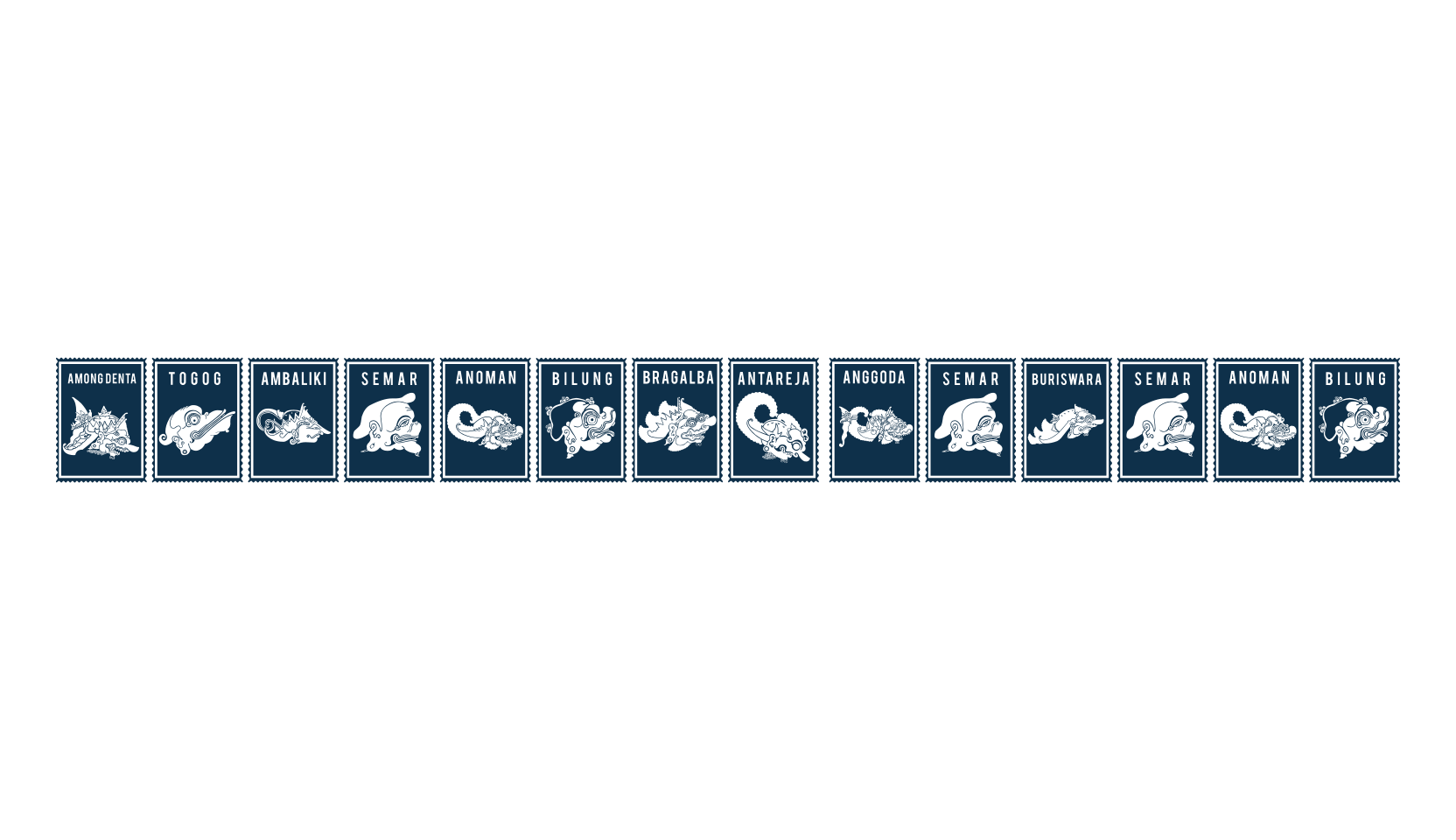 Perangko Wayang, fancy decorative font preview