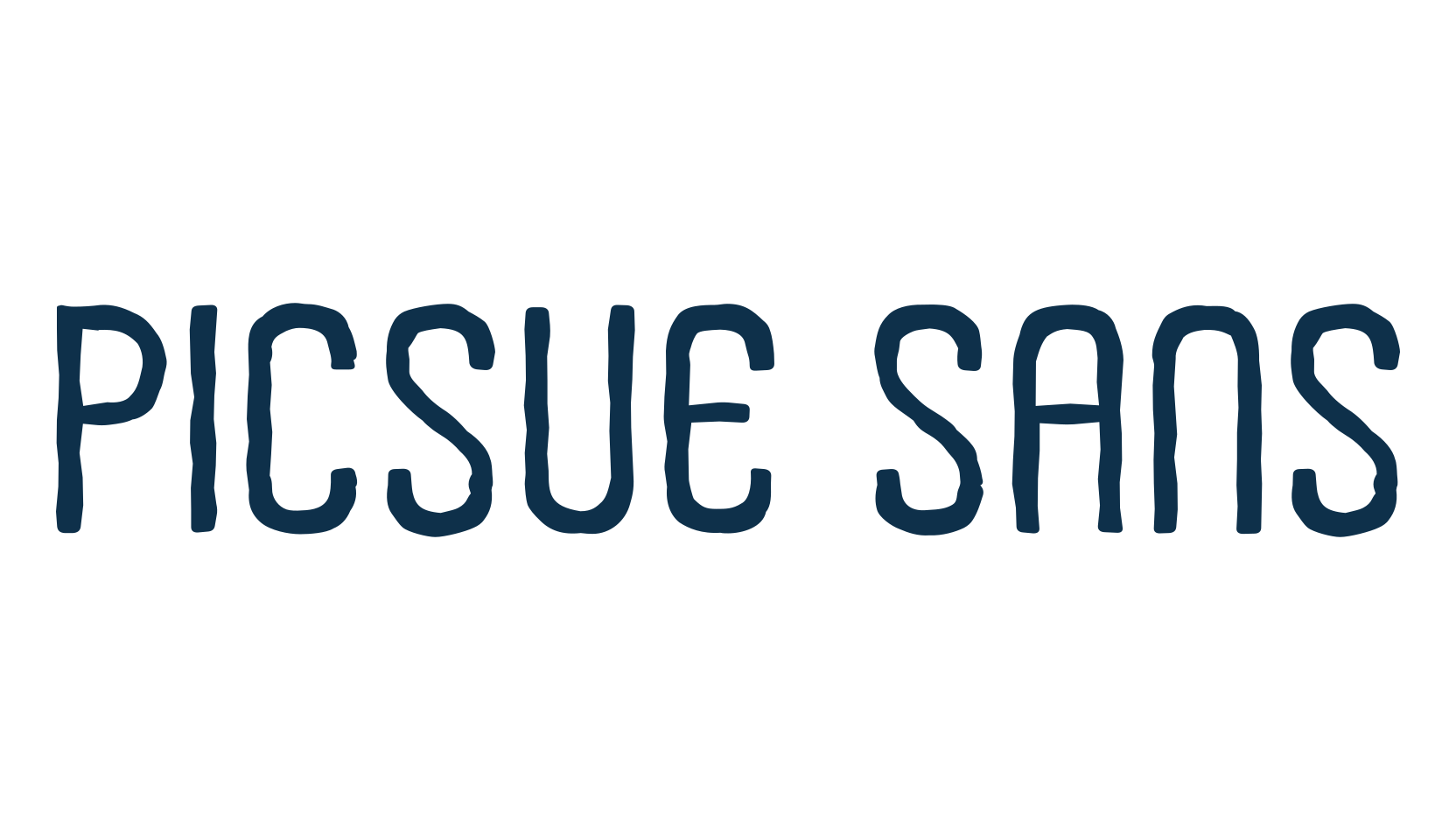 Picsue Sans, fancy eroded decorative font preview