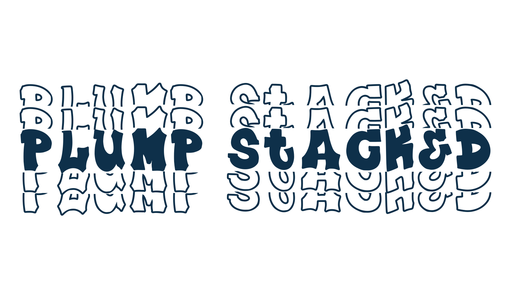 Plump Stacked, fancy various decorative font preview